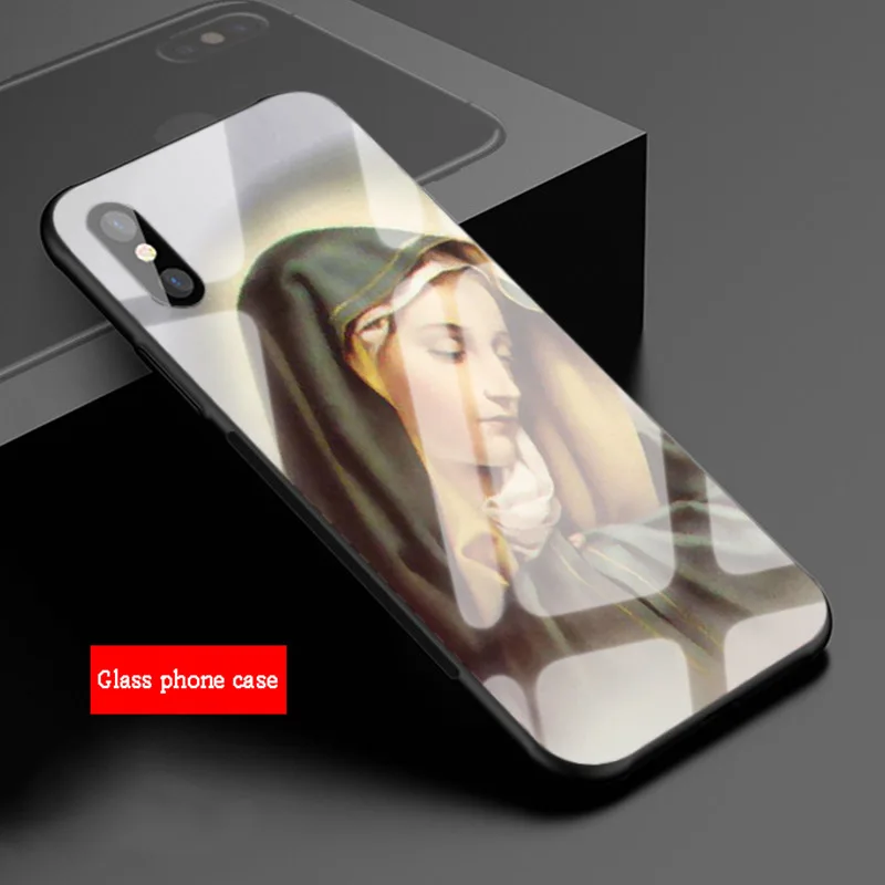 Девы Марии Кристиан Рождество сотовый Чехол из закаленного стекла для телефона для iPhone 6 6plus 7 plus 8 8plus 5 5S 5C SE X XS XR XS Max - Цвет: B19062307-08.jpg