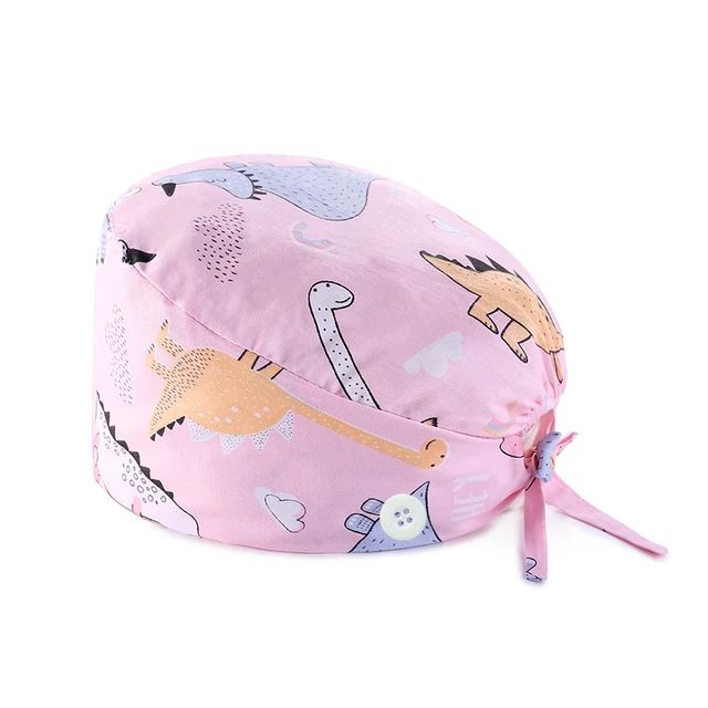Hot Adjustable scrubs women Unisex Printing Cotton Scrub Hat Beauty Salon Working Caps Nurse Hat Elastic Nurse Accessories TZ-F144