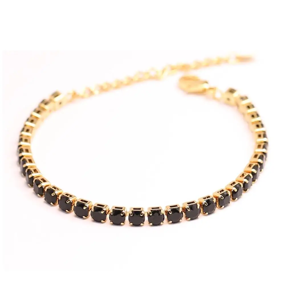 New Luxury 4MM Tennis Bracelets Men Gold/Black/Silver Color Chain Micro Cubic Zircon Adjustable Bracelet For Women Jewelry Gift | Украшения