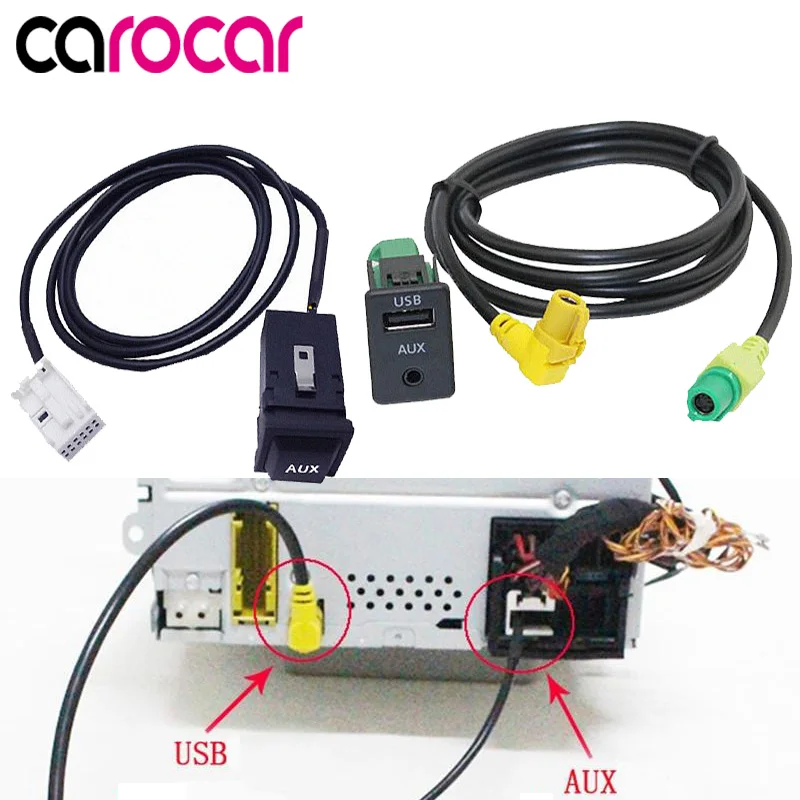 Carocar Автомобильный USB AUX кабель USB аудио адаптер RCD510 RNS315 для VW Passat B6 B7 Golf 5 MK5 Golf 6 MK6 GTI Jetta 5 MK5 CC