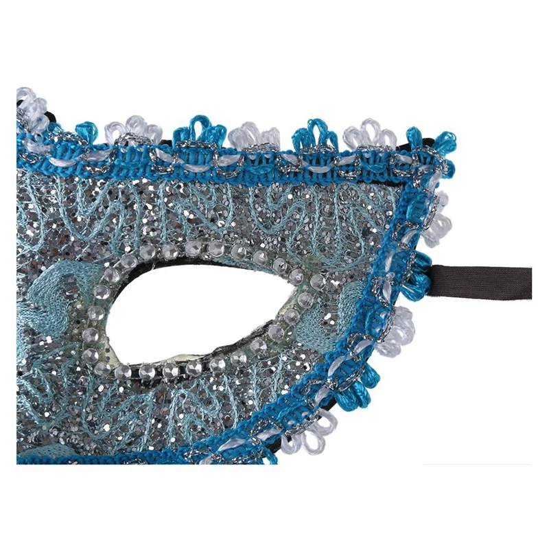 2 PCS Sexy Women Lace Mask Venetian Masquerade Ball Party Carnival Face, Eye(Blue& Silver