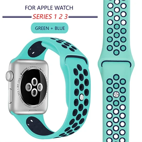 Ремешок для спортивных часов для apple watch band 42 мм/38 мм apple watch 4 3 2 band iwatch band 44 мм/40 мм браслет ремень часы аксессуары - Цвет ремешка: 58-Green Blue