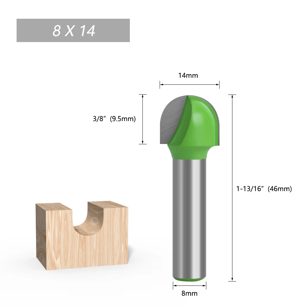 LA VIE 1pc 8mm Shank Ball Nose End Mill Round Nose Cove CNC Milling Bit Radius Core Box Solid Carbide Router Bit Tools