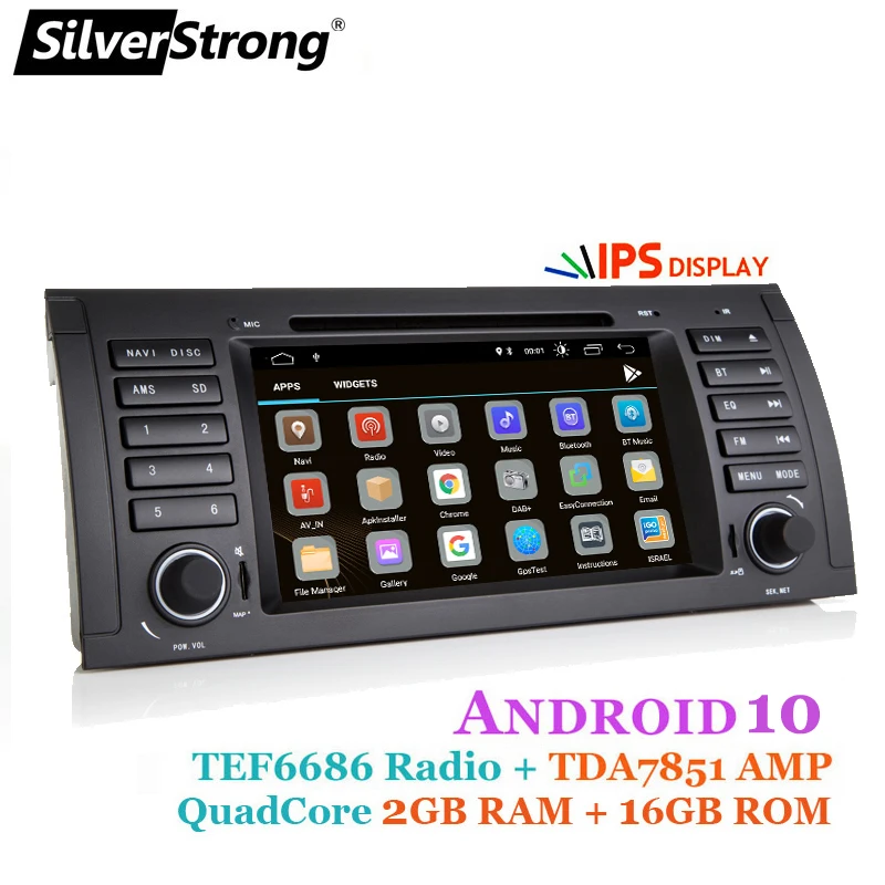 SilverStrong Android 10 четырехъядерный 1Din 7 дюймовый автомобильный DVD плеер для BMW E39 E53 X5 dvd