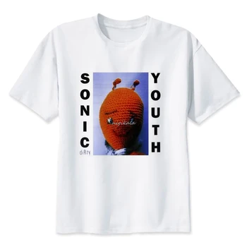 

sonic youth t shirt men cartoon cool funny white tshirt print T-shirt men Tees MR2920