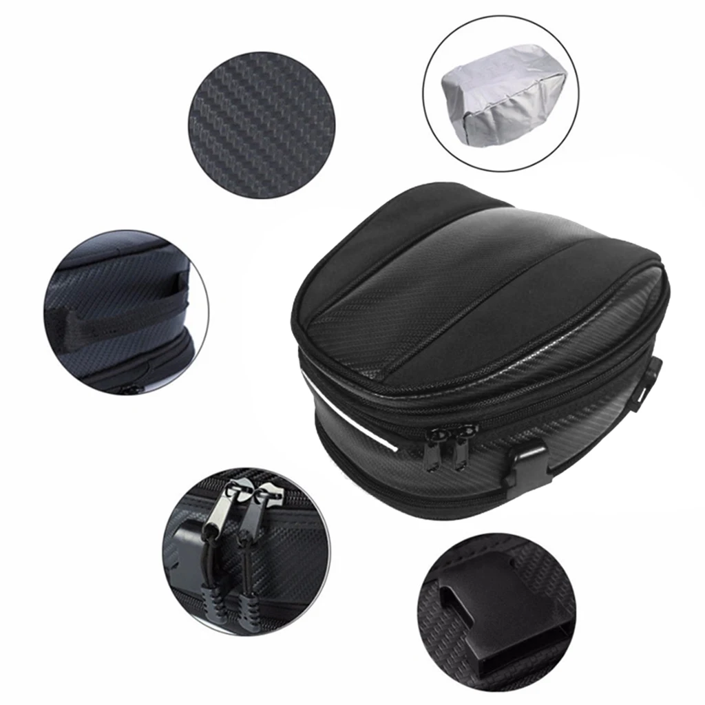 Motorcycle Tail Seat Bag Saddle Bags Waterproof Sport Backpack Durable Black