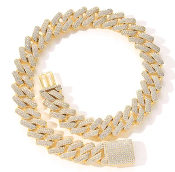 

Chain Necklace 20mm Prong Cuban Link Chains Necklace Hiphop Jewelry Cubic Zirconia Stone Necklace For Men Iced Out Chain 2020