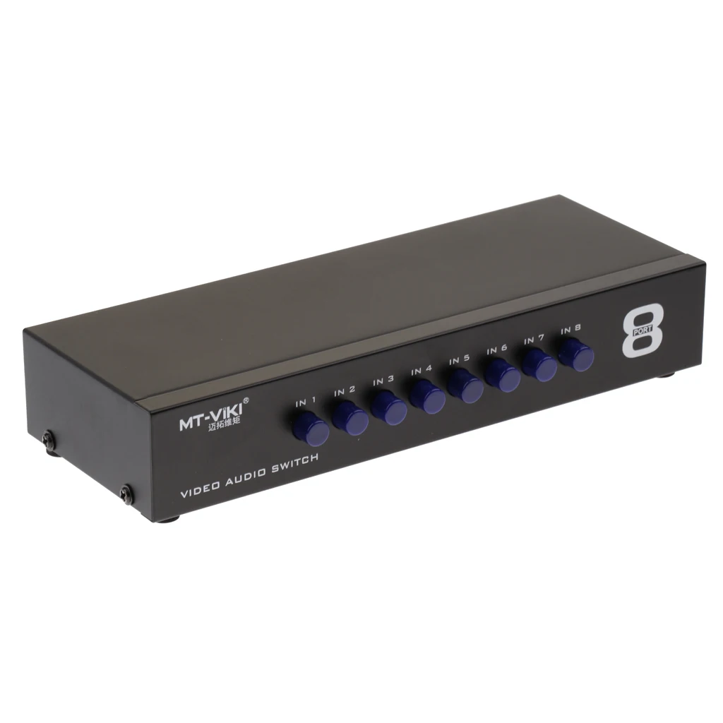 AV Switch Box Switcher 8-Way RCA Stereo Audio/Video Composite Selector