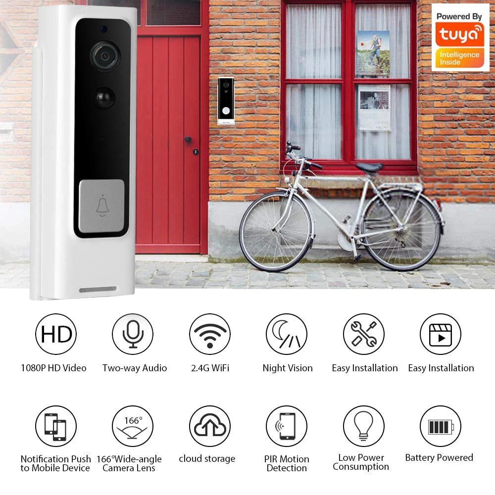 Lonsonho умный Wifi дверной Звонок камера кольцо дверной Звонок Tuya Smart Life App домофон PIR детектор движения ночное видение камера безопасности
