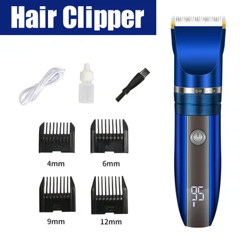 

Professional Hair Clipper Electric Hair Trimmer with LED Screen Rechargeable Strong Power Adjustable Steel Cutter Head