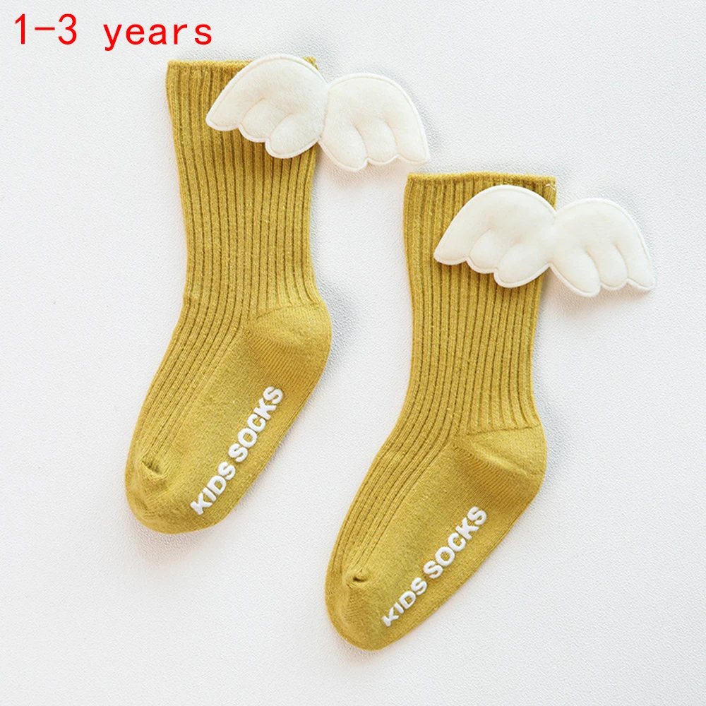 07 Newborn Baby Kids Socks Cute Wings Toddlers Girls Knee High Long Breathable Comfortable Soft Cotton Baby Socks - Color: 07