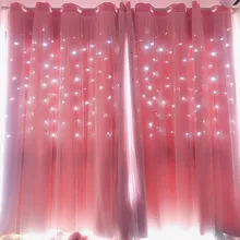 Cortinas ahuecadas de estrella rosa para sala de estar cortina de ventana de dormitorio para persianas de princesa de habitación cosida con gasa blanca 1pc(China)