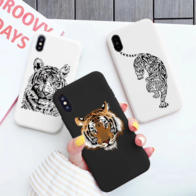 3D Embroidery Tiger Head Aesthetic Case for iPhone 12 11 13 Pro Max XS 8 7  Plus X Luxury Brand Crocodile Texture Leather Cover