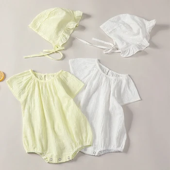 

2020 New Summer Baby Girl Rompers Newborn Baby Girls Clothes Toddler Solid Jumpsuit Summer Cotton Jumpsuit One-Pieces
