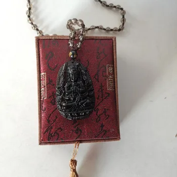 

Wholesale Black Obsidian Necklace Natural Stone Pendant Crystal Pillar Lucky Evil Spirits Transport Women Men Fashion Jewelry