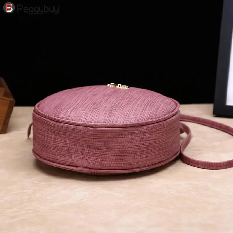 Модная маленькая круглая сумка через плечо женская pu кожаная однотонная сумка через плечо