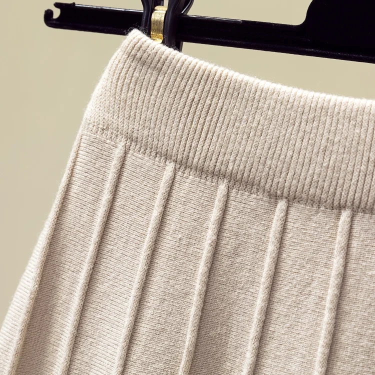 Beiyingni בציר חצאית נשים לסרוג גבוהה מותן קו רך מזדמן אלגנטי שחור חצאיות Streetwear אביב סתיו אופנה Midi Saia