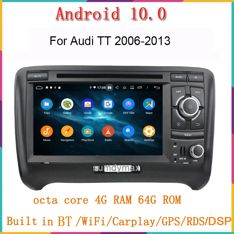 Автомобильный радиоприемник 8 ядер Android 10 для audi TT MK2 2006-2014 gps-навигация