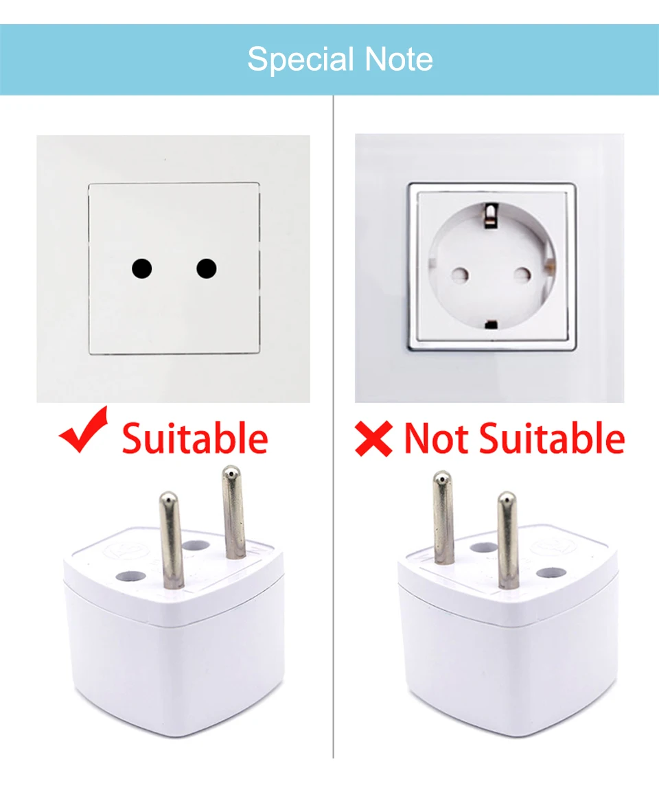 Black -Convertisseur de puissance, 5 pièces, 110V-250V, 6a, prise US vers prise ue, adaptateur