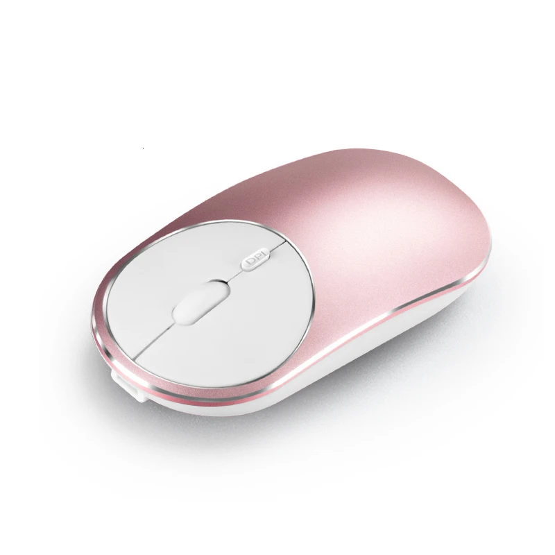Розовый Беспроводная Usb+ Bluetooth мини компьютерная мышь, двойной режим, перезаряжаемая оптическая Бесшумная офисная мышь Mause, алюминиевая розовая компьютерная мышь для Mac OS - Цвет: Розовый