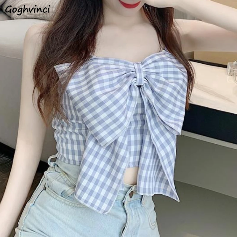 Camisole Women Design All-match Bow Sexy Night Club Cropped Slim Korean  Style Summer Solid Sweet Streetwear Harajuku Youth New - AliExpress