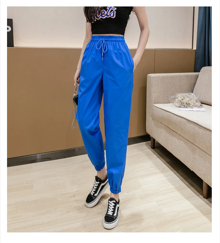 Jielur Trousers Women Solid Color Elastic Waist Candy Color Autumn Pants New Chic Sweatpants Pantalon Femme Roupas Slim Pants