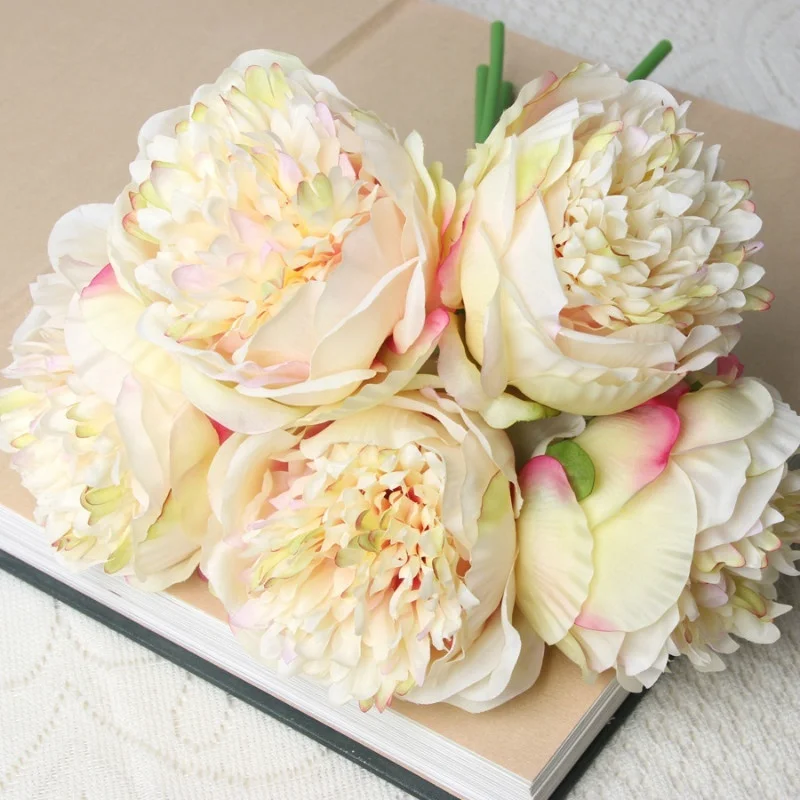 

5Pcs Big Peony Artifcial Silk Fake Flower Home Display Wedding Bouquet Decor Flores Artificiales Christmas Wreath Silk Flowers