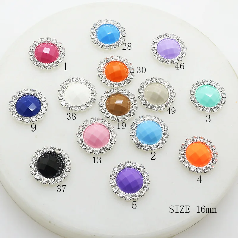 

10pcs/lot 16mm Round Rhinestones Button DIY Sewing Accessories for Wedding Invitation Decoration Hair Handmade Jewelry