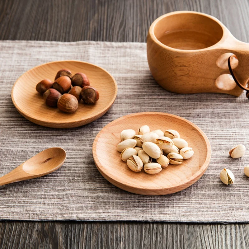 Solid Wood Plate Whole Acacia Fruit Dishes Household Coaster Saucer Tea Tray Dessert Dinner Breakfast Tableware | Дом и сад