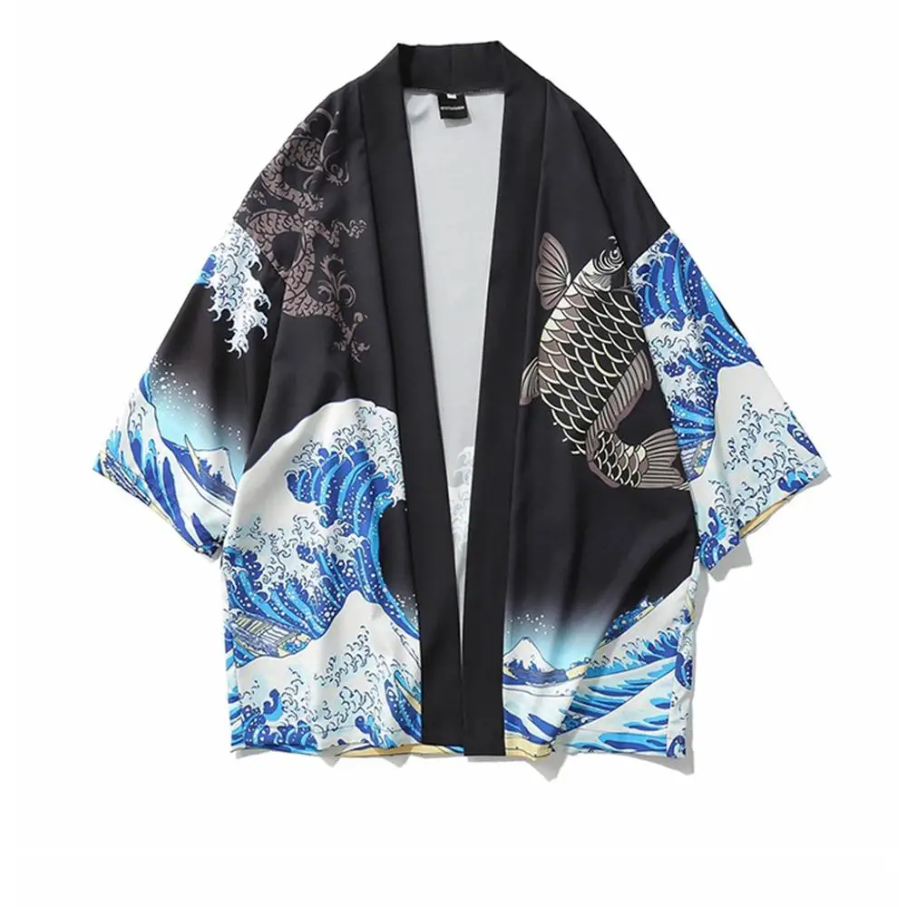 Японское кимоно большого размера мужская рубашка кардиган yukata одежда haori obi