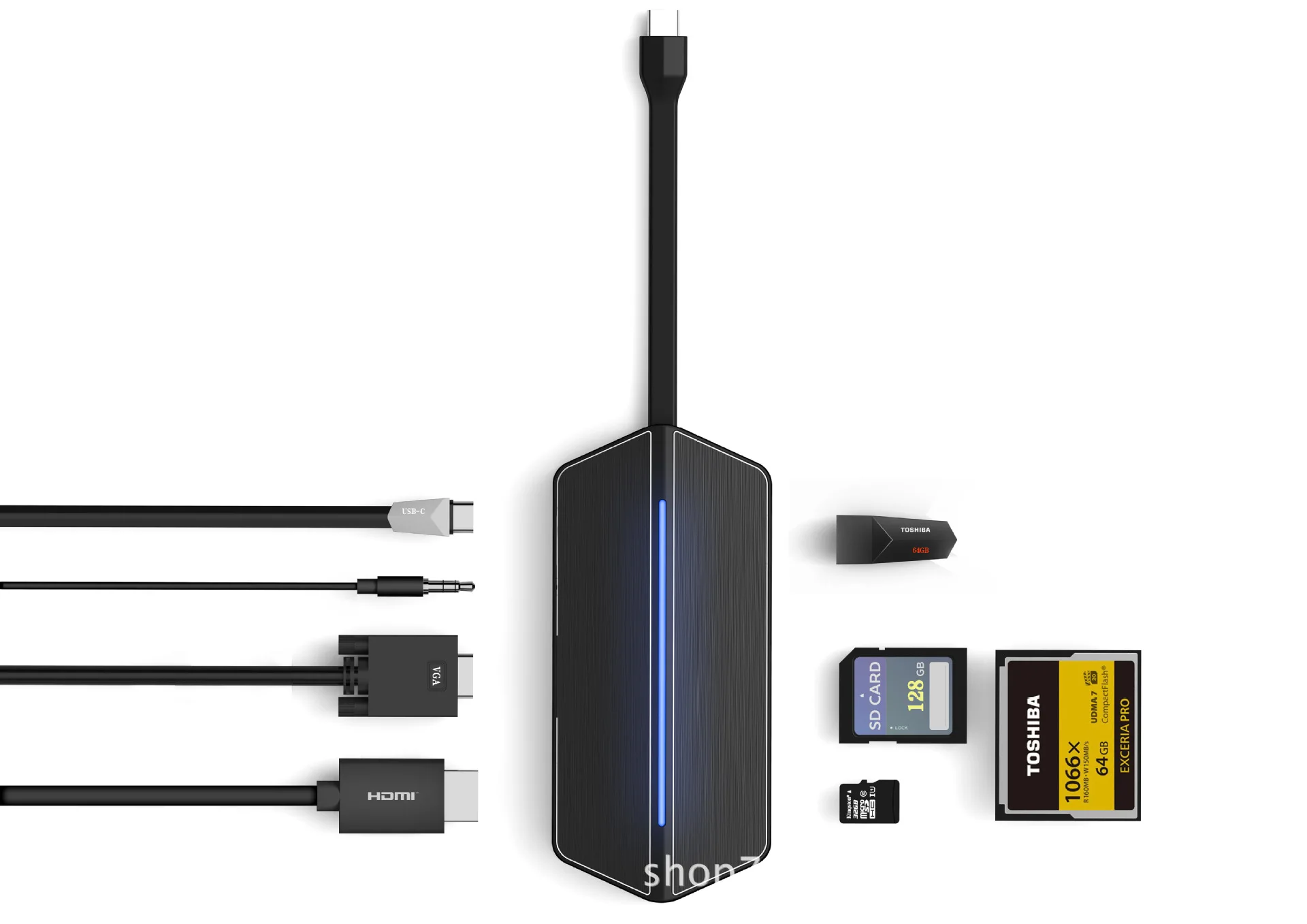 

Type-C to HDMI/VGA Applicable Mobile Phone Apple Laptop Cable Seperater Connected Television Eight in One PD Charging