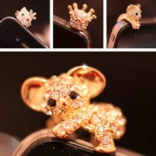 Наушники jack Anti-dust милый бриллиант koala Корона пылезащитные заглушки для iphone пылезащитный телефон штепсельная вилка 3,5 мм пылезащитные заглушки