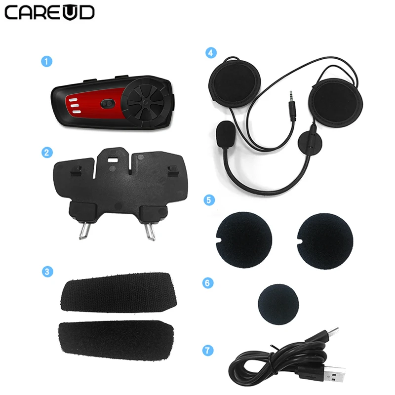 

CAREUD M61 Motorcycle Wireless Bluetooth 5.0 Helmet Intercom Grade 6 Waterproof Motorbike Helmet Interphone Helmet Headset red