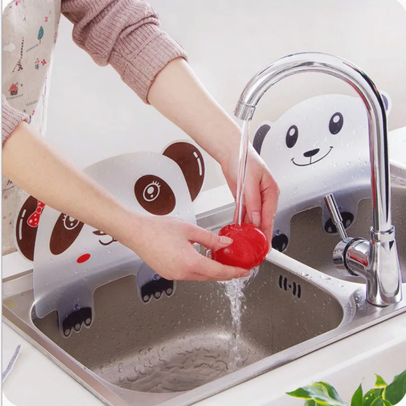

1PCS Kitchen Sink Dishwash Waterproof Board Cartoon Panda Suction Dish Washstand Splash Water Baffle Kitchen Utensil