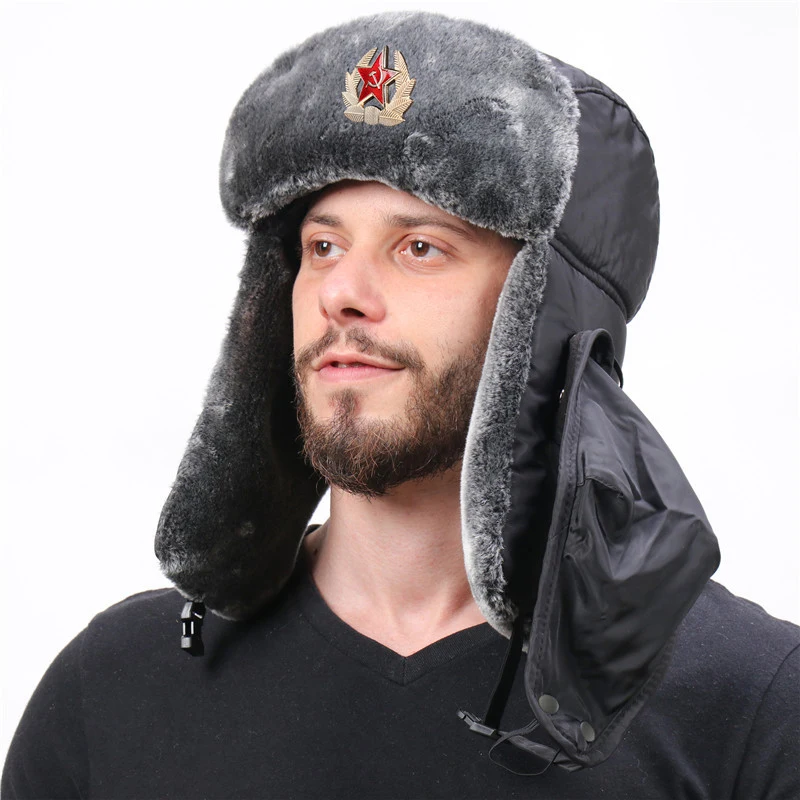 Русский Охотник шапка с советским значком и защитной лицевой накладкой из