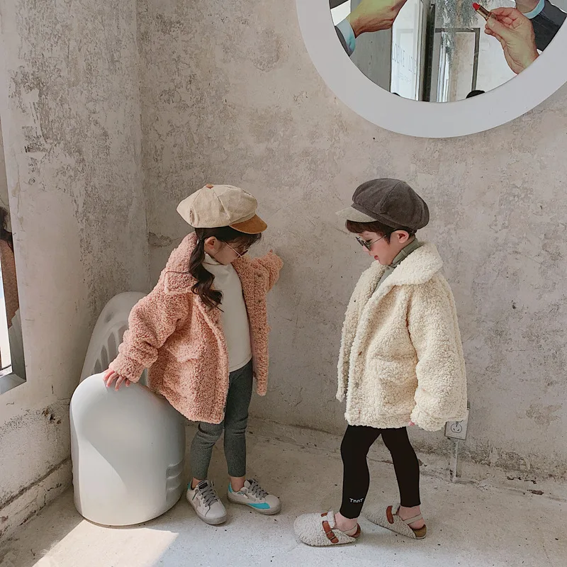 Высококачественное новое зимнее Детское пальто из овчины в Корейском стиле, шикарная верхняя одежда для детей теплые утепленные куртки для маленьких мальчиков и девочек 3 цвета