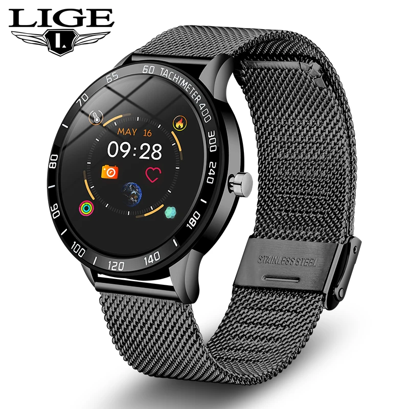 

LIGE 2019 New Smart Watch Men OLED Color Screen Heart Rate Blood Pressure Multi-Function Mode Sport smartwatch fitness Tracker