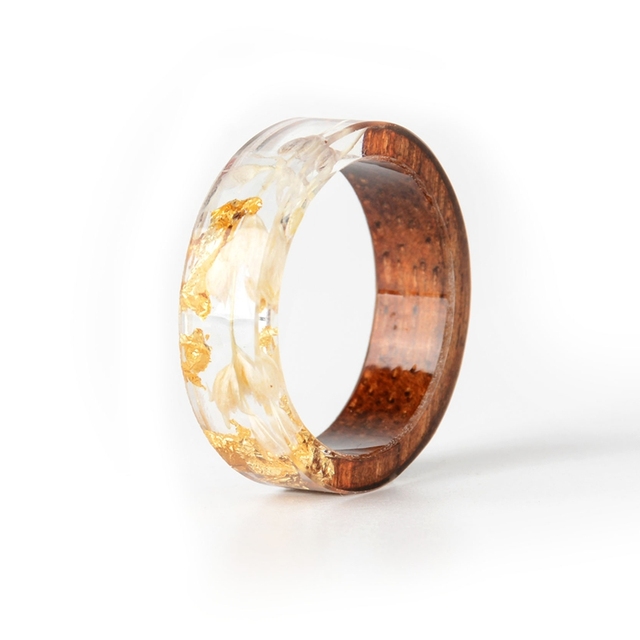 Resin Ring Transparent Epoxy Resin Ring Fashion Handmade Dried Flower Wedding Jewelry Love Ring for Women 2019 New Design
