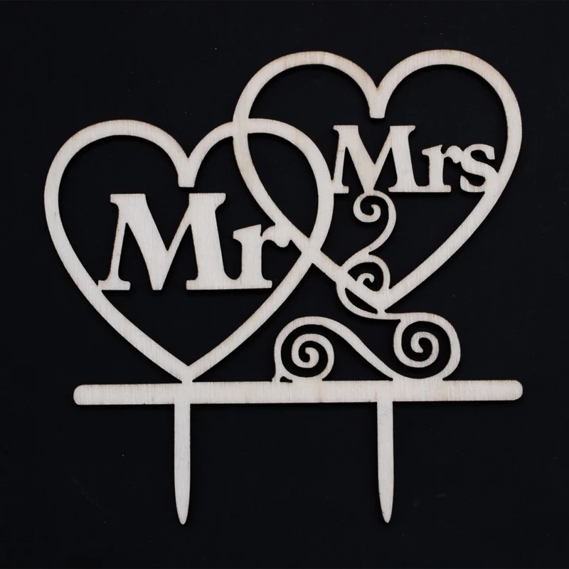 LBER деревенский свадебный торт Топпер-Mr and Mrs стиль 38