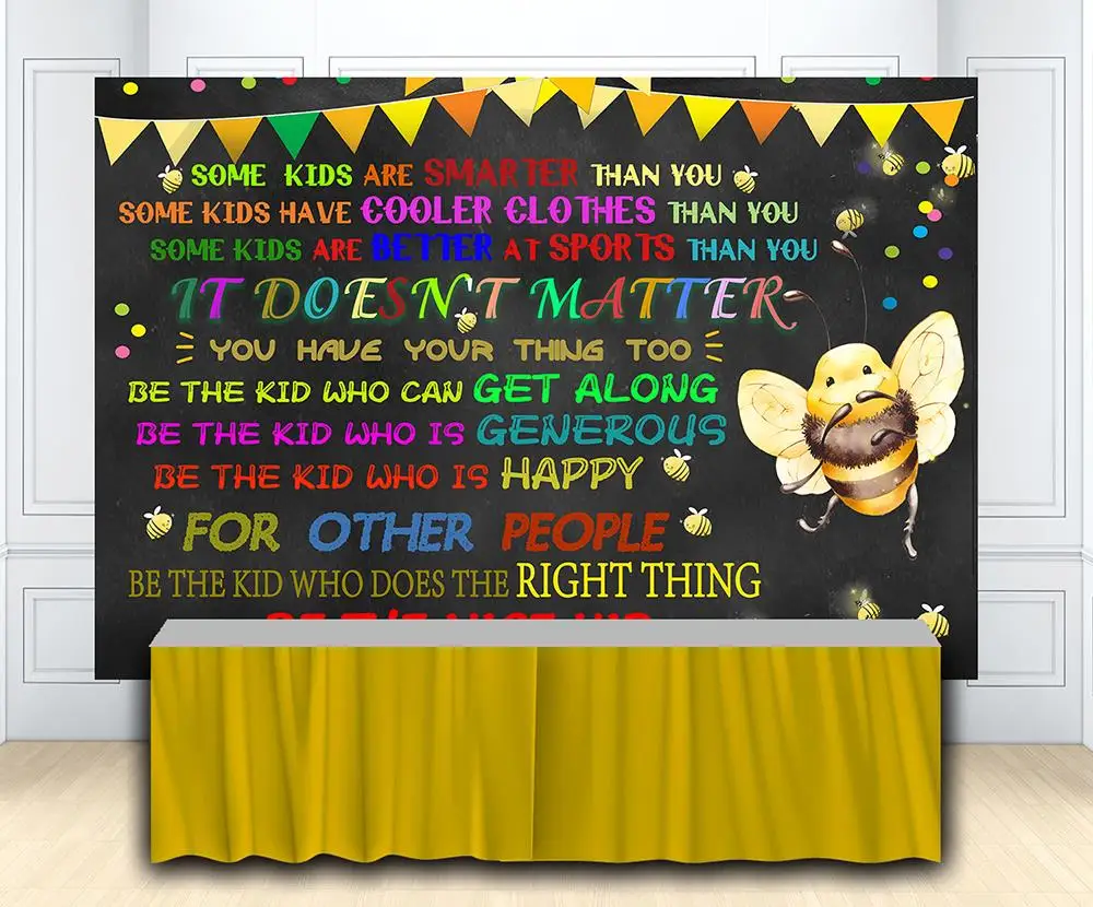 Back to School bee theme party Backdrop Cartoon Blackboard kids photo background classroom wall decor banner W-3356 | Электроника