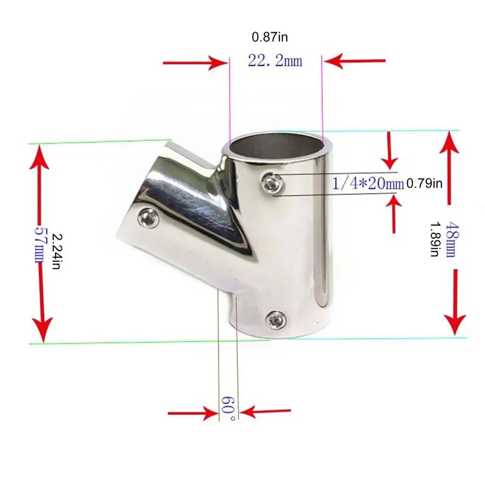 60 градусов соединение труб соединение 22 мм Морской тент из нержавеющей стали аксессуары для яхты катер