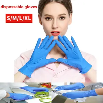 

100pcs Blue Universal Security Gloves Prevent Bacteria Disposable Gloves Dishwashing Kitchen Work Rubber Garden FFP3 FFP2