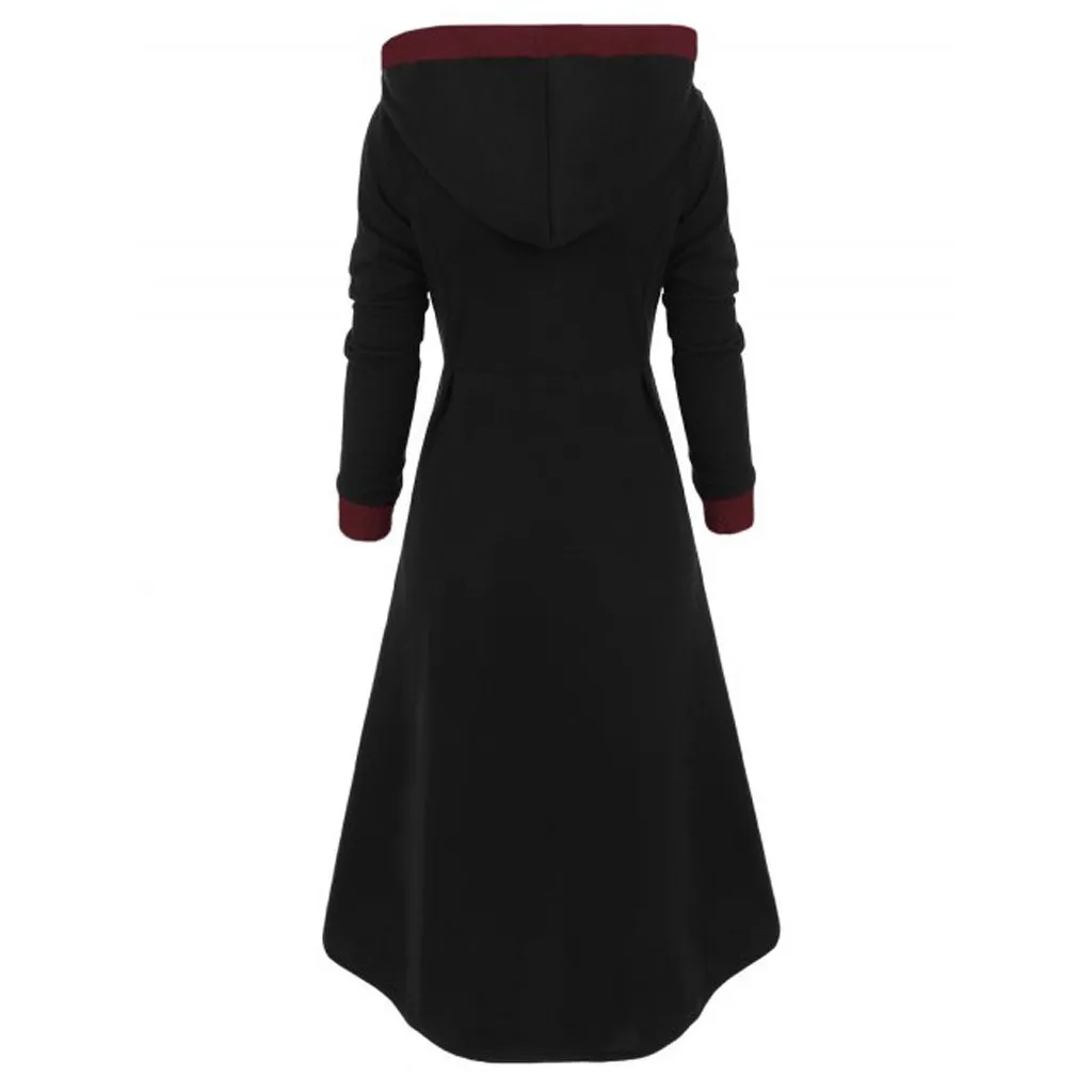 HSU Новое поступление женский винтажный плащ Плюс размер оснастки кнопки отделка длинное плинтус пальто с капюшоном для дам куртка женская
