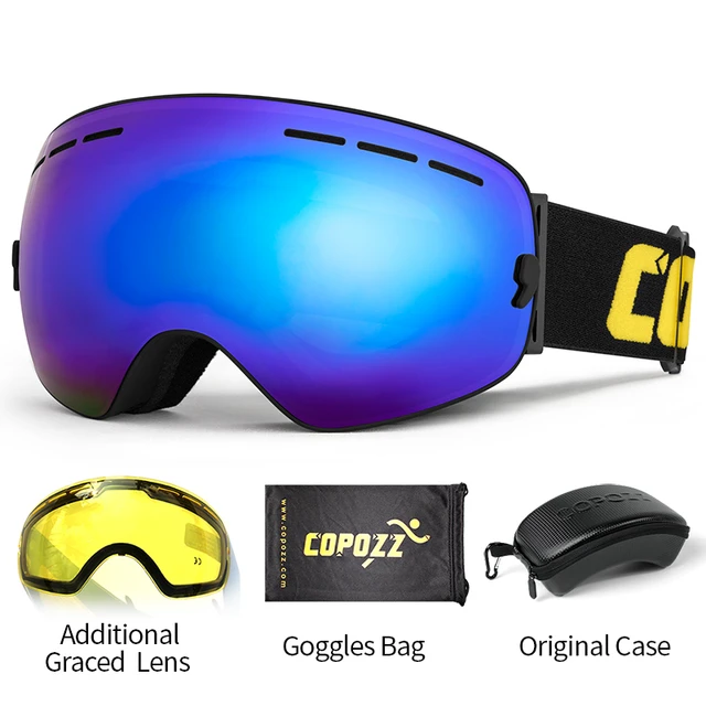 COPOZZ Juego de gafas de esquí para niños, gafas de snowboard y lente  amarilla, UV400 OTG gafas de nieve antivaho para niños de 2 a 12 años