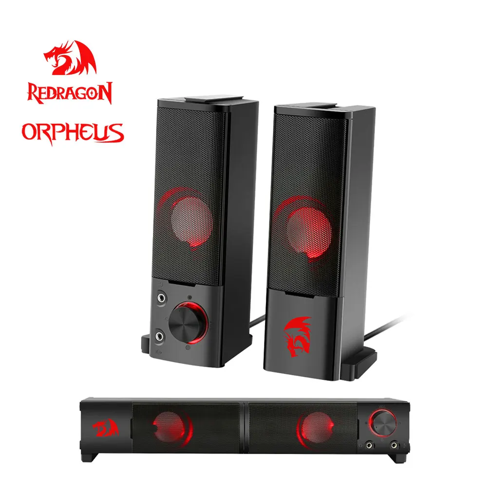 Bluetooth Computer Speakers REDRAGON Orpheus GS550 aux 3.5mm stereo surround music gaming backlight column sound bar