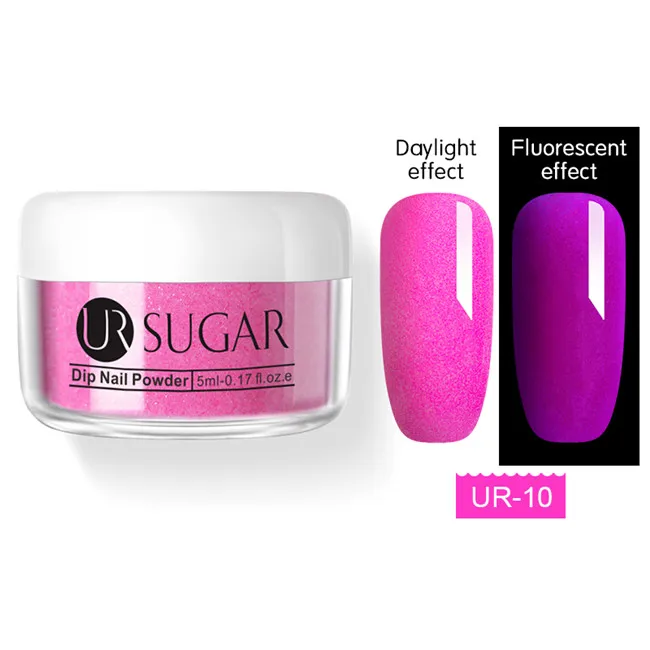 Ur Sugar 5 мл флуоресцентный неоновый Dip порошок для ногтей голографический градиентный блеск пигмент погружающийся порошок для ногтей украшения ногтей DIY - Цвет: Fluorescence 10
