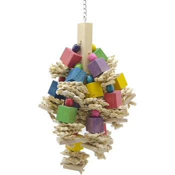 

Botique-Parrot Bird Chewing Toy Wooden Parrot Blocks Knots Tearing Toy for African Grey Macaws Cockatoos Parrots