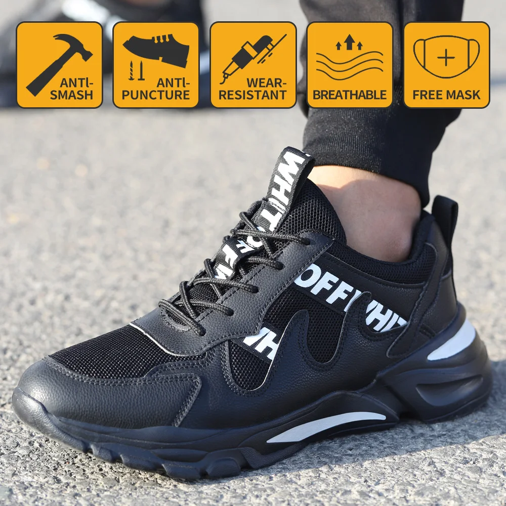 Botas de trabajo de seguridad a prueba de perforaciones, zapatos de trabajo resistentes a la compresión, resistentes al desgaste, transpirables y suaves