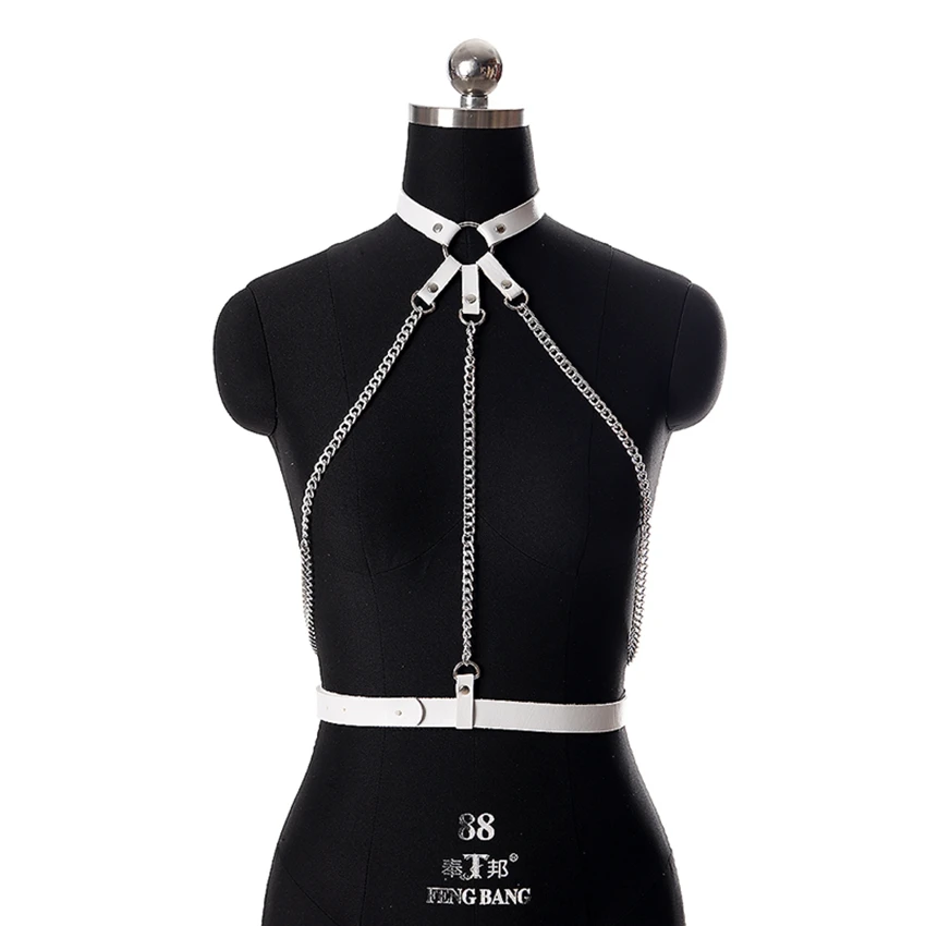 PG0663WHITE Из искусственной кожи жгут нижнее бельё для девочек средства ухода за кожей клетка бюстгальтер сексуальный для Для женщин Регулировка размера плюс Бондаж Клетка бретели для нижнего белья бюстгальтер подвязки тела Ремни нижнее белье - Цвет: PG0663WHITE