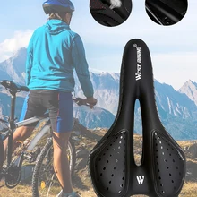 WEST BIKING sella per bici cuscino in Silicone superficie in pelle PU Gel riempito di silice comodo sedile da ciclismo sella per bicicletta antiurto